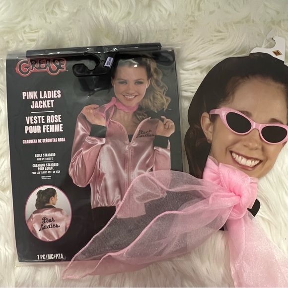 Grease Pink Ladies Jacket and neck scarf costume set NEW Halloween - Picture 1 of 11